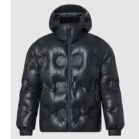 Louis Vuitton Men LV Monogram Leather Hooded Down Jacket Black Lamb Leather Anthracite Regular Fit (11)