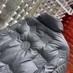 Louis Vuitton Women LV Monogram Leather Hooded Down Jacket Black Lamb Leather Anthracite Regular Fit - Imagen 5