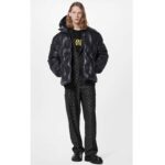 Louis Vuitton Men LV Monogram Leather Hooded Down Jacket Black Lamb Leather Anthracite Regular Fit – Bild 11