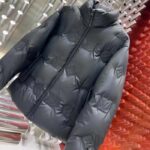 Louis Vuitton Women LV Monogram Leather Hooded Down Jacket Black Lamb Leather Anthracite Regular Fit - Imagen 4