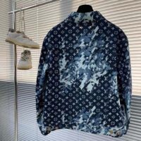 Louis Vuitton Men LV Monogram Printed Denim Jacket Regular Fit Printed Monogram Flower (1)