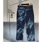 Louis Vuitton Women LV Monogram Printed Denim Pants Regular Fit Printed Monogram Flower - Imagen 2