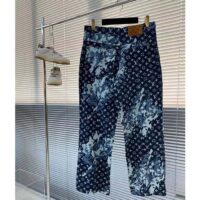 Louis Vuitton Men LV Monogram Printed Denim Pants Regular Fit Printed Monogram Flower (8)