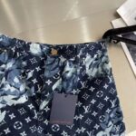 Louis Vuitton Women LV Monogram Printed Denim Pants Regular Fit Printed Monogram Flower - Imagen 6