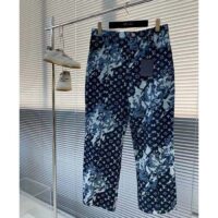 Louis Vuitton Men LV Monogram Printed Denim Pants Regular Fit Printed Monogram Flower (8)