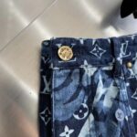 Louis Vuitton Women LV Monogram Printed Denim Pants Regular Fit Printed Monogram Flower - Imagen 8