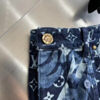 Louis Vuitton Men LV Monogram Printed Denim Pants Regular Fit Printed Monogram Flower (8)