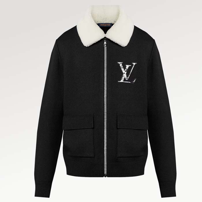 Louis Vuitton Men LV SKI Wool Blouson With Shearling Collar Regular Fit LV Ice Black