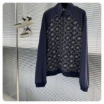 Louis Vuitton Men LV Technical Cotton Zipped Track Top Regular Fit Monogram Sand Jacquard High Jersey Collar – Bild 2