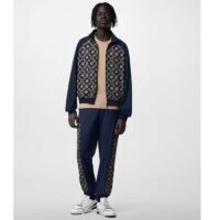 Louis Vuitton Men LV Technical Cotton Zipped Track Top Regular Fit Monogram Sand Jacquard High Jersey Collar (8)