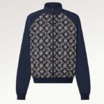 Louis Vuitton Herren LV Technical Cotton Zipped Track Top Regular Fit Monogramm Sand Jacquard Hoher Jersey-Kragen