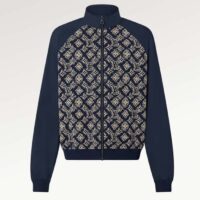 Louis Vuitton Men LV Technical Cotton Zipped Track Top Regular Fit Monogram Sand Jacquard High Jersey Collar (8)