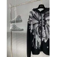 Louis Vuitton Men LV x YK Psychedelic Flower Zipped Hoodie Wool Polyamide Black White Regular Fit (15)