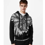 Louis Vuitton Men LV x YK Psychedelic Flower Zipped Hoodie Wool Polyamide Black White Regular Fit - Imagen 16