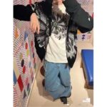 Louis Vuitton Men LV x YK Psychedelic Flower Zipped Hoodie Wool Polyamide Black White Regular Fit - Imagen 13