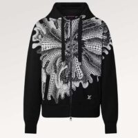 Louis Vuitton Men LV x YK Psychedelic Flower Zipped Hoodie Wool Polyamide Black White Regular Fit (15)