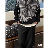 Louis Vuitton Men LV x YK Psychedelic Flower Zipped Hoodie Wool Polyamide Black White Regular Fit (15)
