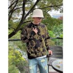 Louis Vuitton Men Monogram Cotton Crewneck Regular Fit Wavy Monogram Jacquard Black - Image 3