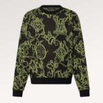 Louis Vuitton Men Monogram Cotton Crewneck Regular Fit Wavy Monogram Jacquard Black