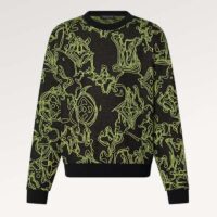 Louis Vuitton Men Monogram Cotton Crewneck Regular Fit Wavy Monogram Jacquard Black (8)