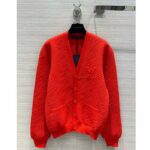 Louis Vuitton Women Wool Cardigan Regular Fit LV Epi XL Knitted Motif Red Certified Merino - Imagen 2