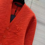 Louis Vuitton Women Wool Cardigan Regular Fit LV Epi XL Knitted Motif Red Certified Merino - Imagen 5