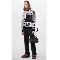 Louis Vuitton Men Wool Crewneck Regular Fit Jacquard Allover LV Fanzine Motif Multicolor (8)
