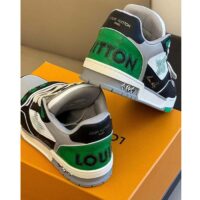 Louis Vuitton Unisex Exclusively Online LV Trainer Sneaker Green Grained Calf Leather Monogram Canvas (8)