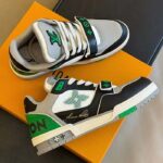Louis Vuitton Unisex Exclusively Online LV Trainer Sneaker Green Grained Calf Leather Monogram Canvas - Image 5