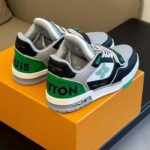 Louis Vuitton Unisex Exclusively Online LV Trainer Sneaker Green Grained Calf Leather Monogram Canvas - Image 6
