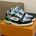 Louis Vuitton Unisex Exclusively Online LV Trainer Sneaker Green Grained Calf Leather Monogram Canvas - Image 2