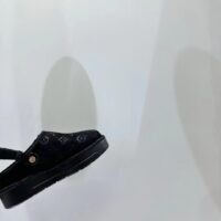 Louis Vuitton Unisex LV Aspen Platform Clog Black Monogram-Debossed Suede Calf Leather Shearling (2)