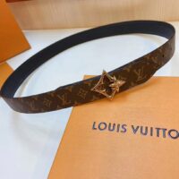 Louis Vuitton Unisex LV Flowergram 30 MM Reversible Belt Monogram Canvas Black Empreinte Leather (7)