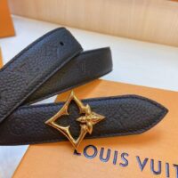 Louis Vuitton Unisex LV Flowergram 30 MM Reversible Belt Monogram Canvas Black Empreinte Leather (7)