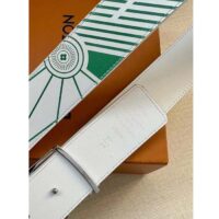 Louis Vuitton Unisex LV Imprint 40 MM Reversible Belt White Leather Silver-Colour Hardware (5)