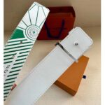 Louis Vuitton Unisex LV Imprint 40 MM Reversible Belt White Leather Silver-Colour Hardware - Image 6