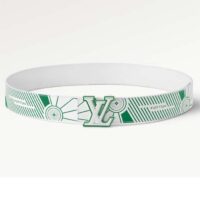 Louis Vuitton Unisex LV Imprint 40 MM Reversible Belt White Leather Silver-Colour Hardware (5)