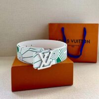 Louis Vuitton Unisex LV Imprint 40 MM Reversible Belt White Leather Silver-Colour Hardware (5)