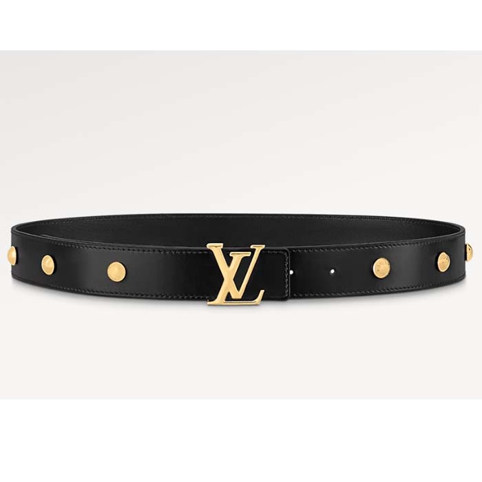 Louis Vuitton Unisex LV Initiales Studs 30mm Reversible Belt Black Leather Metal Studs