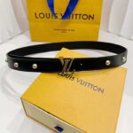 Louis Vuitton Unisex LV Initiales Studs 30mm Reversible Belt Black Leather Metal Studs - immagine 2