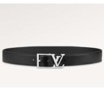 Louis Vuitton Unisex LV Skyline 35 MM Bälte Svart Napa Läder Silverfärgade Hårdvaror