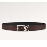 Ceinture unisexe Louis Vuitton LV Skyline 35 mm en cuir nappa marron avec finition argentée