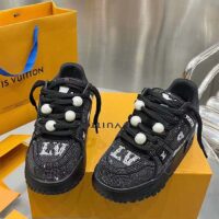 Louis Vuitton Unisex LV Trainer Maxi Sneaker Black Swarovski™ Crystals Textile Laces Rubber Outsole (3)