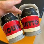 Louis Vuitton Unisex LV Trainer Sneaker Red Grained Calf Leather Monogram Canvas - Bild 9