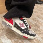 Louis Vuitton Unisex LV Trainer Sneaker Red Grained Calf Leather Monogram Canvas - Bild 11