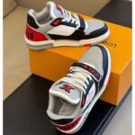 Louis Vuitton Unisex LV Trainer Sneaker Red Grained Calf Leather Monogram Canvas - Bild 8