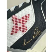 Louis Vuitton Unisex LV Trainer Sneaker Red Grained Calf Leather Monogram Canvas (12)