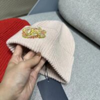 Louis Vuitton Unisex Precious Dragon Beanie Pink Wool Coiled Dragon Patch LV Signature (6)