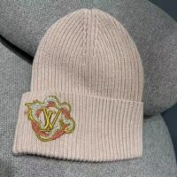 Louis Vuitton Unisex Precious Dragon Beanie Pink Wool Coiled Dragon Patch LV Signature (6)