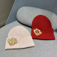 Louis Vuitton Unisex Precious Dragon Beanie Pink Wool Coiled Dragon Patch LV Signature (6)